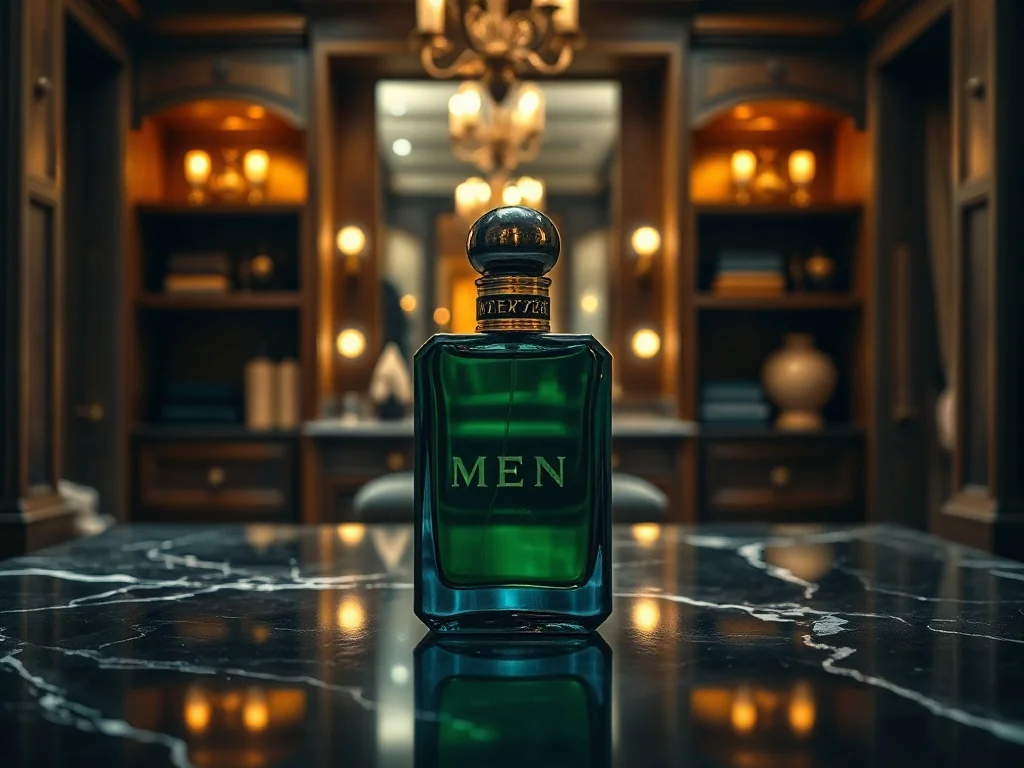 Elegancki flakon perfum Paco Rabanne pour homme na marmurowym blacie w stylowej, męskiej garderobie.
